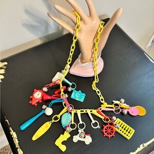 Vintage 1980s Plastic Charm Necklace